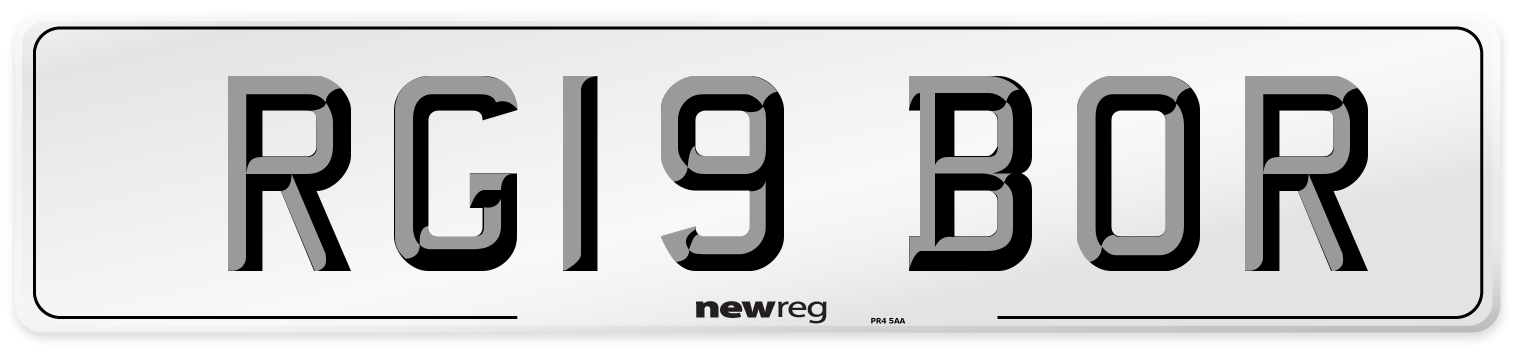 RG19 BOR Number Plate from New Reg